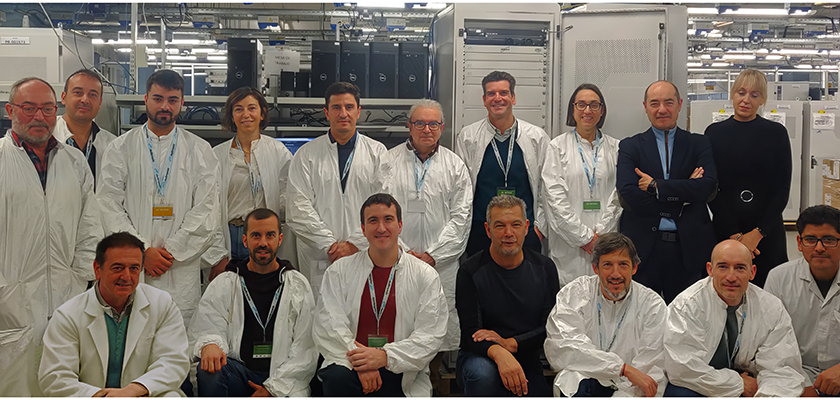 CHE staff visiting the Teltronic factory with the team responsible for the project.