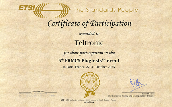 Teltronic refuerza su posición como actor integral en la V edición de los FRMCS Plugtests